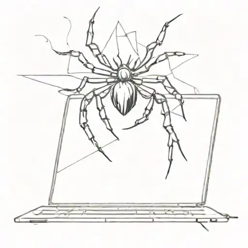 A tattoo design featuring a spider crawling out of a computer screen, representing the client's passion for computers and anything mysterious tattoo design idea