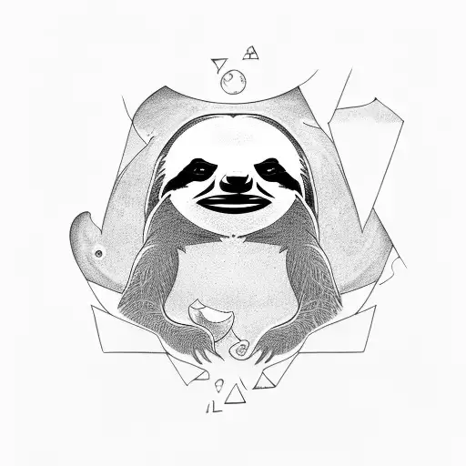 Sloth as a shape of a spell, with cute traces and with magician  tattoo design idea
