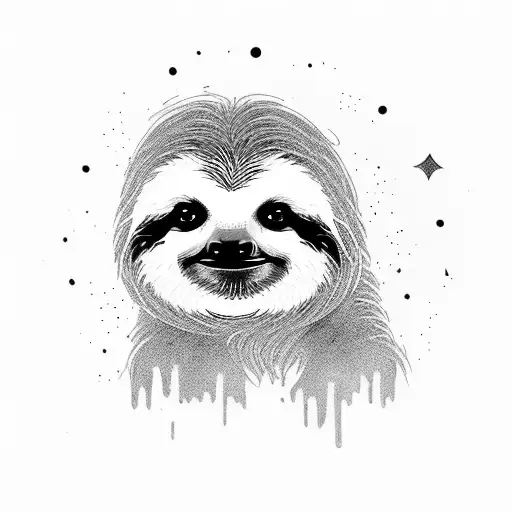 cute sloth surrounding by spells tattoo design idea