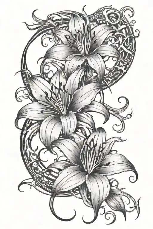 Spider lily and crescent moon tattoo design idea