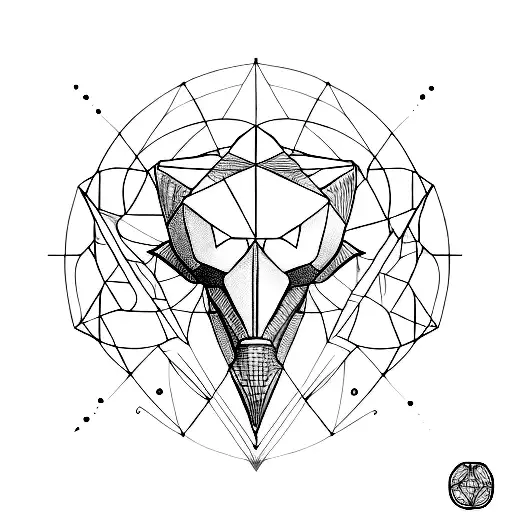 geometry exagons sacred mixed up with alien lenguaje  tattoo design idea