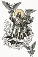 temptation of Christ and st michael tattoo design idea
