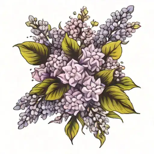 lilac bouquet celestial themed tattoo tattoo design idea