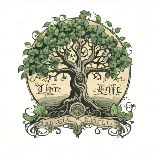 a tree of life with the names Kieran and Evelyn  tattoo design idea