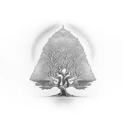 Ulysses' Tree: Imagine a tattoo depicting a twisted tree, symbolizing Ulysses' tree from the epic Odyssey, as he faced n tattoo design idea