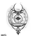 Hourglass with mythological figure: A small tattoo depicting an hourglass with a mythological figure, such as Chronos, t tattoo design idea