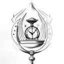 Hourglass with mythological figure: A small tattoo depicting an hourglass with a mythological figure, such as Chronos, t tattoo design idea