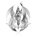 Hourglass with mythological figure: A small tattoo depicting an hourglass with a mythological figure, such as Chronos, t tattoo design idea