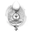 Hourglass with mythological figure: A small tattoo depicting an hourglass with a mythological figure, such as Chronos, t tattoo design idea