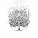 Ulysses' Tree: Imagine a tattoo depicting a twisted tree, symbolizing Ulysses' tree from the epic Odyssey, as he faced n tattoo design idea