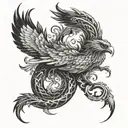 phoenix and snake tattoo design idea