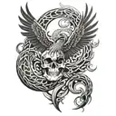 With the phoenix and the snake and the skull tattoo design idea