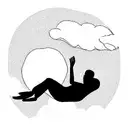 man sitting on a cloud tattoo design idea