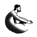 man sitting on a cloud tattoo design idea