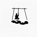 man sitting on a swing from a cloud tattoo design idea