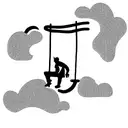 man sitting on a swing from a cloud tattoo design idea