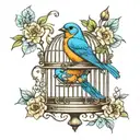 bluebird and cage tattoo tattoo design idea