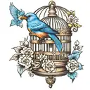 bluebird and cage tattoo tattoo design idea