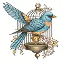 bluebird and cage tattoo tattoo design idea