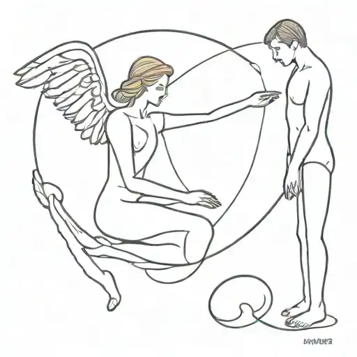 going through hard times with wife who is an angel tattoo design idea