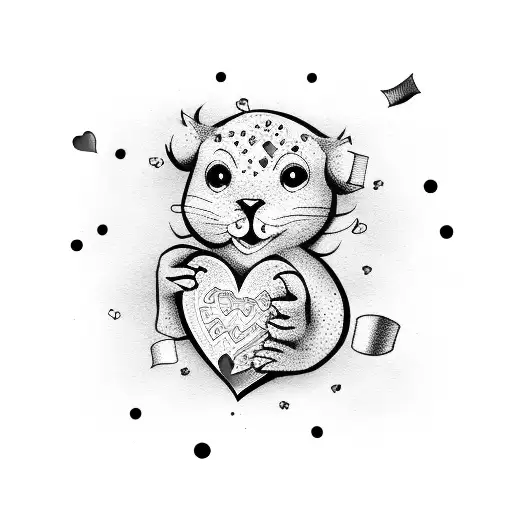 doodle heart with confetti tattoo design idea