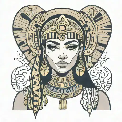 Beautiful girl wearing a Cleopatra tattoo design idea