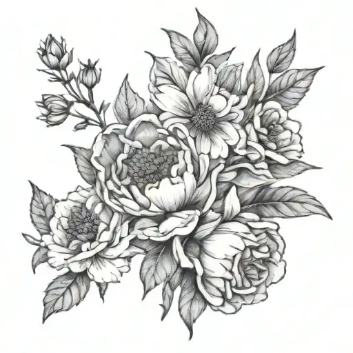 a January, February and June birth flowers tattoo design idea