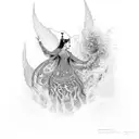 A dramatic scene from a soap opera depicted in intricate dotwork tattoo design idea