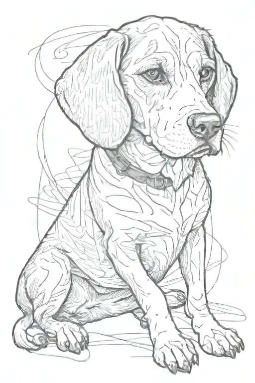 beagle sitting tattoo design idea