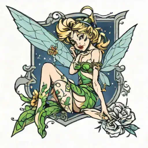 sexy tinker bell tattoo design idea