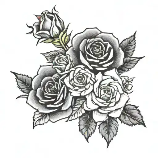Dawn and Roses dark for cover tattoo design idea