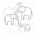 mom, son, daughter, elephant inside heart   tattoo design idea