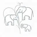 mom, son, daughter, elephant inside heart   tattoo design idea