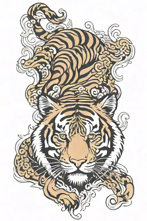 tiger head neo Japanese style   tattoo design idea