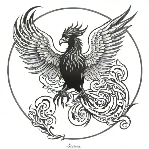45 pound plate with inferno pheonix rising tattoo design idea