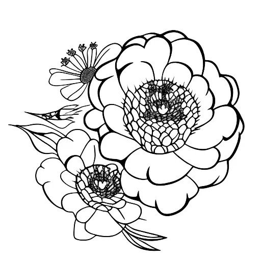 wild thyme flower and Lola rose flower  tattoo design idea