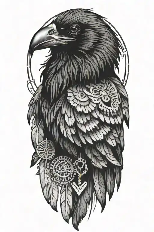 raven Native American theme  tattoo design idea