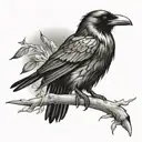 raven with Native American artwoek tattoo design idea