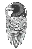 raven with Native American filler tattoo design idea