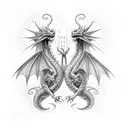 two headed dragon. either representing heaven and hell tattoo design idea