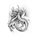 two headed dragon. either representing heaven and hell tattoo design idea