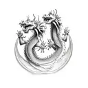 two headed dragon. either representing heaven and hell tattoo design idea