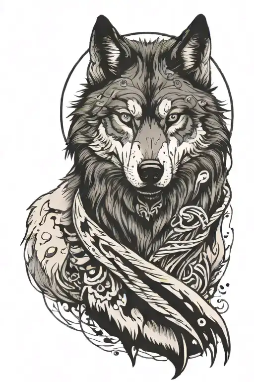 a wolf with scars with his pack roaming tattoo design idea
