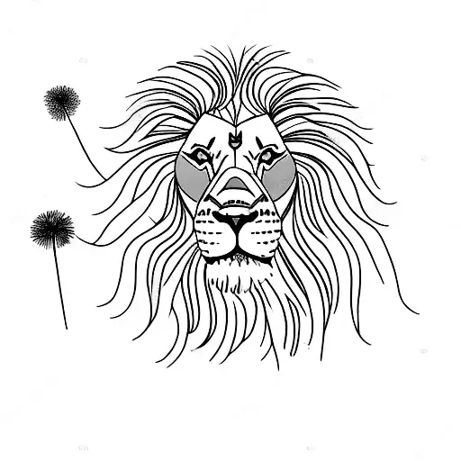 lion with dandelion fluff mane tattoo design idea
