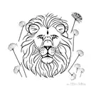 lion with dandelion fluff mane tattoo design idea