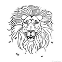 lion with dandelion fluff mane tattoo design idea