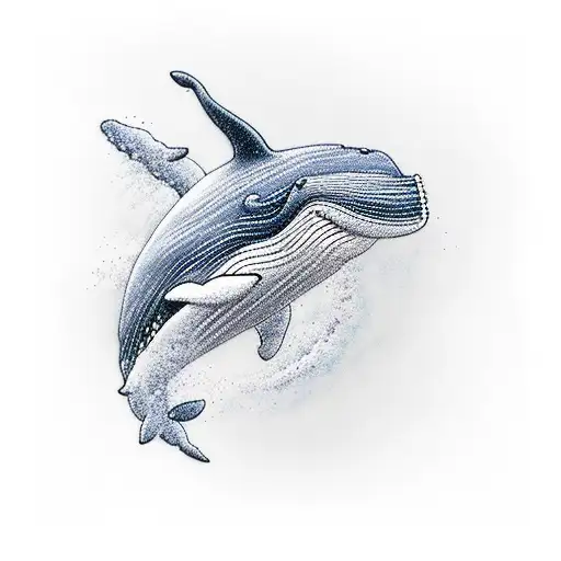Whale flying in space tattoo design idea