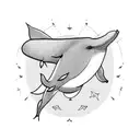 flying whale tattoo design idea