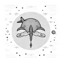 Whale flying in space near jupiter tattoo design idea