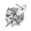 Warrior with bow shooting arrow. tattoo design idea